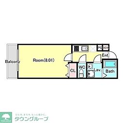 西武新宿線 新狭山駅 徒歩12分の賃貸アパート 2階1Kの間取り