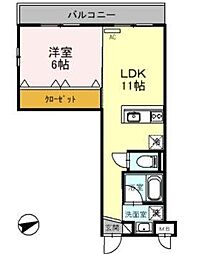 東武東上線 川越駅 徒歩5分の賃貸マンション 3階1LDKの間取り