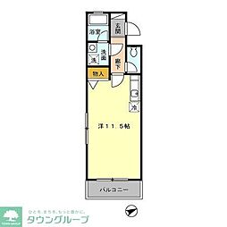 東武東上線 上福岡駅 徒歩4分の賃貸マンション 2階ワンルームの間取り