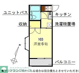 東武越生線 川角駅 徒歩15分の賃貸アパート 1階1Kの間取り
