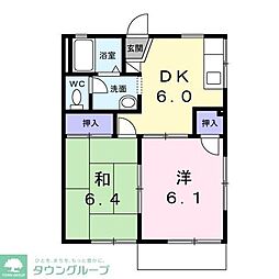 ハイツ寺尾 2DKの間取図画像