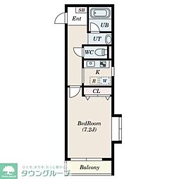 エルミタージュ 1Kの間取図画像