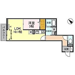シャルール川越 1LDKの間取図画像
