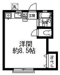 ハイムアサヒK ワンルームの間取図画像