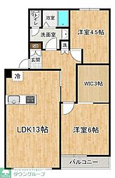 グロースボーネンA棟 2LDKの間取図画像