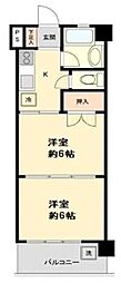 グロリアスマンション新河岸一号館 2Kの間取図画像