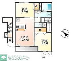 プレアデス 2LDKの間取図画像