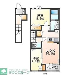 ウォーター・ミル十一番館 2LDKの間取図画像