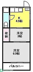 東荘 2Kの間取図画像