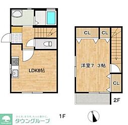 国分寺市南町テラスハウス 1階1DKの間取り