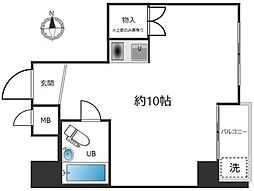 JR南武線 西国立駅 徒歩6分の賃貸マンション 5階ワンルームの間取り