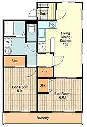 グリーンヒル 1階2LDKの間取り