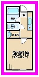 京王線 府中駅 徒歩8分の賃貸アパート 1階1Kの間取り