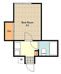 JR南武線 西国立駅 徒歩5分の賃貸アパート 2階1Kの間取り