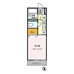 西武多摩湖線 一橋学園駅 徒歩6分の賃貸アパート 2階1Kの間取り