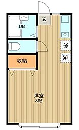 ハイムオカベ 2階ワンルームの間取り