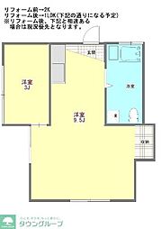 京王線 中河原駅 徒歩14分の賃貸アパート 1階1LDKの間取り