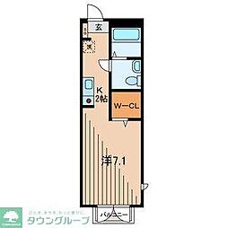 JR中央線 武蔵小金井駅 徒歩8分の賃貸アパート 2階1Kの間取り