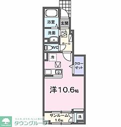 JR中央線 西国分寺駅 徒歩7分の賃貸アパート 1階ワンルームの間取り