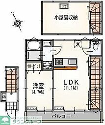 京王線 聖蹟桜ヶ丘駅 徒歩8分の賃貸アパート 2階1LDKの間取り