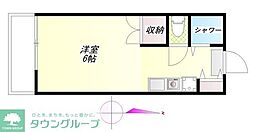 JR南武線 矢川駅 徒歩10分の賃貸アパート 2階ワンルームの間取り