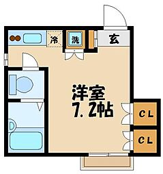 京王線 中河原駅 徒歩6分の賃貸アパート 1階1Kの間取り
