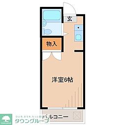 多摩都市モノレール 泉体育館駅 徒歩11分の賃貸マンション 2階1Kの間取り