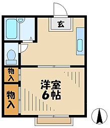 京王相模原線 京王多摩センター駅 徒歩13分の賃貸アパート 2階1DKの間取り