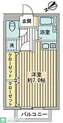 JR中央線 三鷹駅 徒歩13分の賃貸アパート 1階ワンルームの間取り