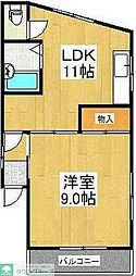 京王線 府中駅 徒歩10分の賃貸アパート 2階1LDKの間取り