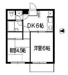 京王線 布田駅 徒歩5分の賃貸マンション 1階2DKの間取り