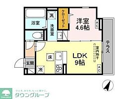 D-comodo深大寺北町 2階1LDKの間取り
