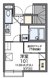 レオパレスライト　II 2階1Kの間取り