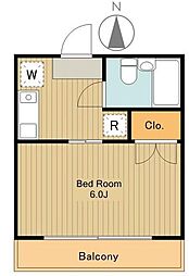 JR中央線 国分寺駅 徒歩18分の賃貸アパート 1階1Kの間取り