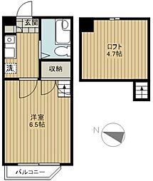 JR中央線 西国分寺駅 徒歩4分の賃貸アパート 2階1Kの間取り