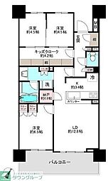 JR中央線 豊田駅 徒歩6分の賃貸マンション 9階3LDKの間取り
