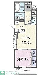 アウル吉祥寺南 1階1LDKの間取り