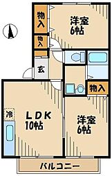 ストークヴィラ 1階2LDKの間取り