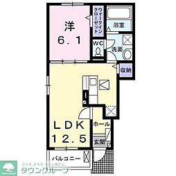 京王線 中河原駅 徒歩23分の賃貸アパート 1階1LDKの間取り