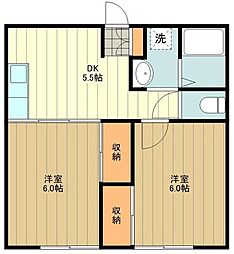JR南武線 谷保駅 徒歩7分の賃貸アパート 1階2DKの間取り