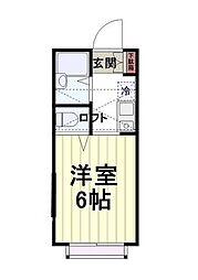 JR中央線 国立駅 徒歩16分の賃貸アパート 2階1Kの間取り