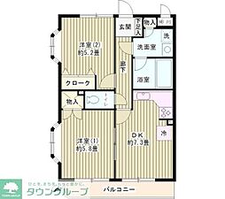 ヴェルドミール白糸台 1階2DKの間取り