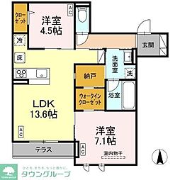 (仮称)D-comodo小金井貫井北町 2階2LDKの間取り