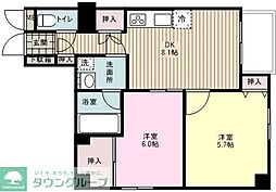 グランシャリオ国立 3階2DKの間取り