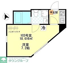 Gardens小金井 1階1Kの間取り