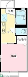 西武多摩川線 新小金井駅 徒歩7分の賃貸アパート 1階1Kの間取り