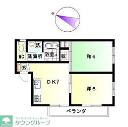 西武多摩湖線 国分寺駅 徒歩12分の賃貸アパート 1階2DKの間取り