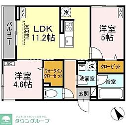 Asset-Court元横山町 2階2LDKの間取り