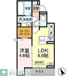 Dアセット飛田給 1階1LDKの間取り