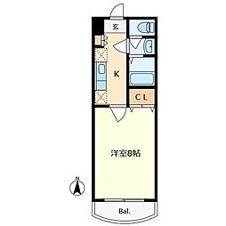 エクセルいづみ 3階1Kの間取り